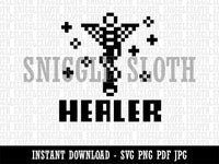 Pixel RPG Healer Staff Gaming Clipart Digital Download SVG PNG JPG PDF Cut Files