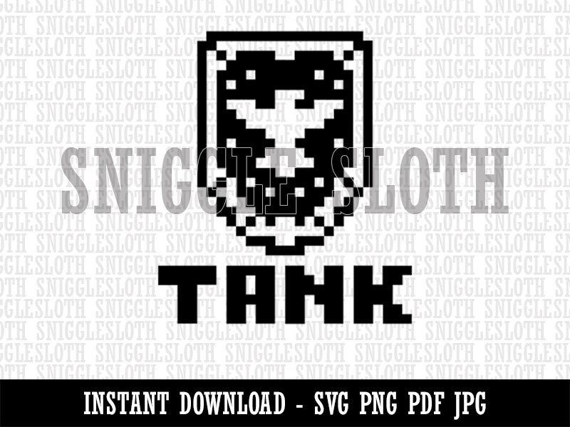 Pixel RPG Tank Warrior Shield Clipart Digital Download SVG PNG JPG PDF Cut Files