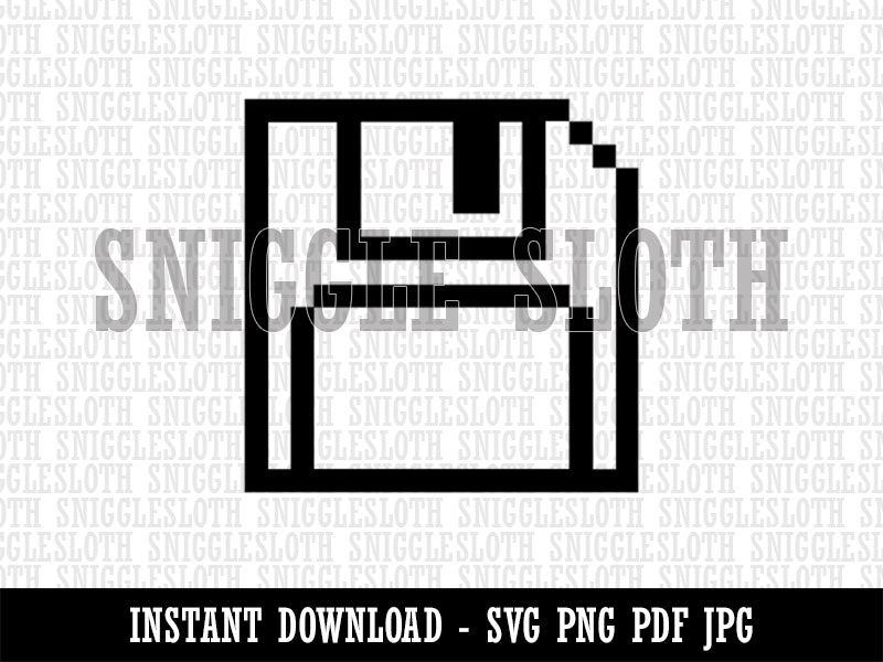 Pixel Save Floppy Disk Icon Clipart Digital Download SVG PNG JPG PDF Cut Files