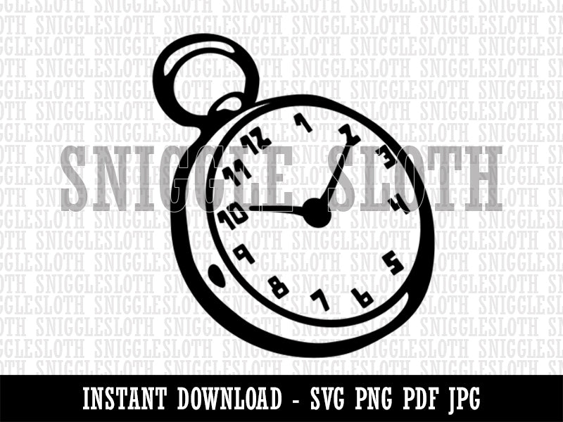 Pocket Watch Clipart Digital Download SVG PNG JPG PDF Cut Files