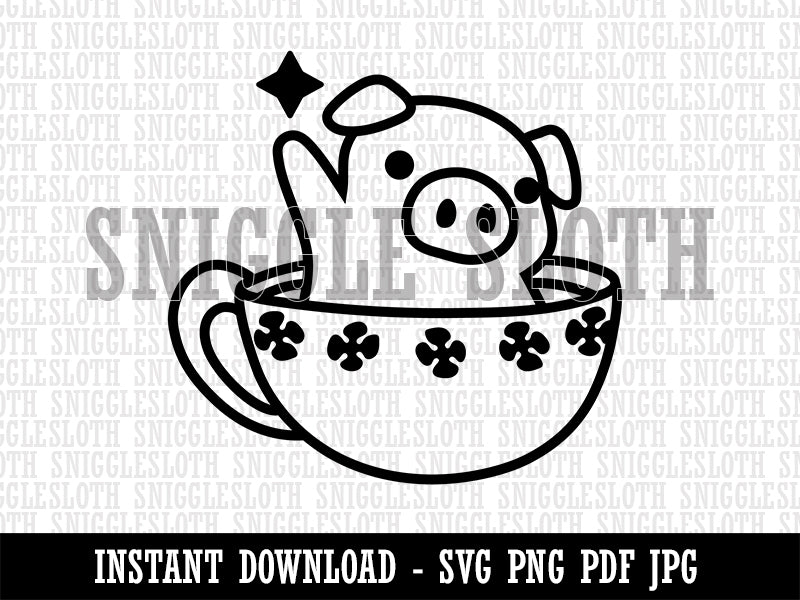 Teacup Pig Clipart Digital Download SVG PNG JPG PDF Cut Files