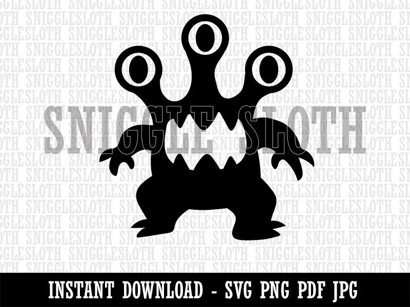 Three Eyed Alien Monster Clipart Digital Download SVG PNG JPG PDF Cut Files