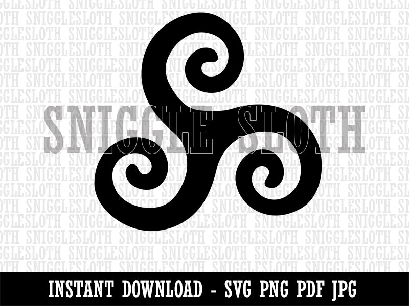 Triskele Triskelion Triple Spiral Celtic Symbol Clipart Digital Download SVG PNG JPG PDF Cut Files