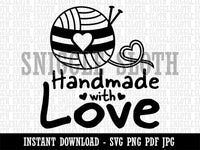 Handmade With Love Knitting Yarn Clipart Digital Download SVG PNG JPG PDF Cut Files
