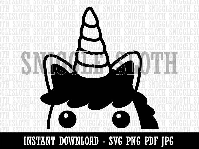 Peeking Unicorn Clipart Digital Download SVG PNG JPG PDF Cut Files