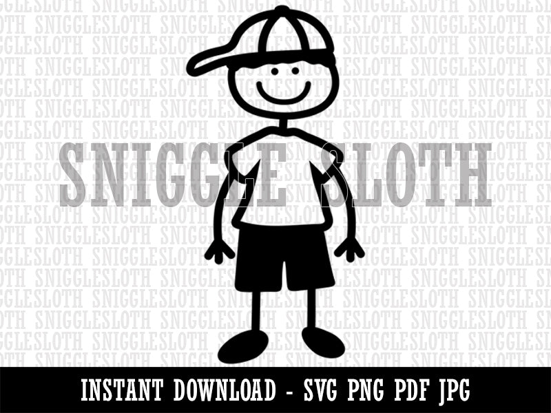 Stick Figure Boy Son  Clipart Digital Download SVG PNG JPG PDF Cut Files