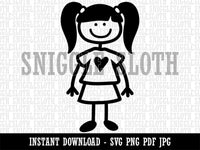 Stick Figure Girl Daughter  Clipart Digital Download SVG PNG JPG PDF Cut Files