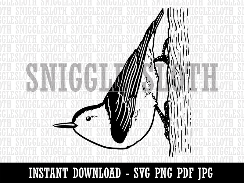 Active White-Breasted Nuthatch Clipart Digital Download SVG PNG JPG PDF Cut Files
