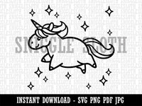 Chubby Unicorn with Stars Clipart Digital Download SVG PNG JPG PDF Cut Files