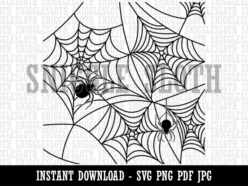 Creepy Spider Web Halloween  Clipart Digital Download SVG PNG JPG PDF Cut Files