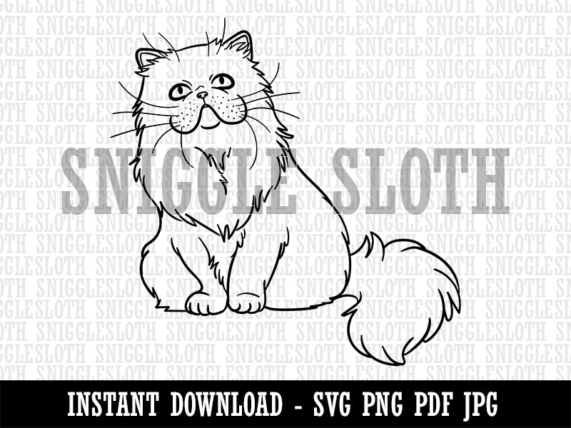 Gentle Persian Cat Clipart Digital Download SVG PNG JPG PDF Cut Files