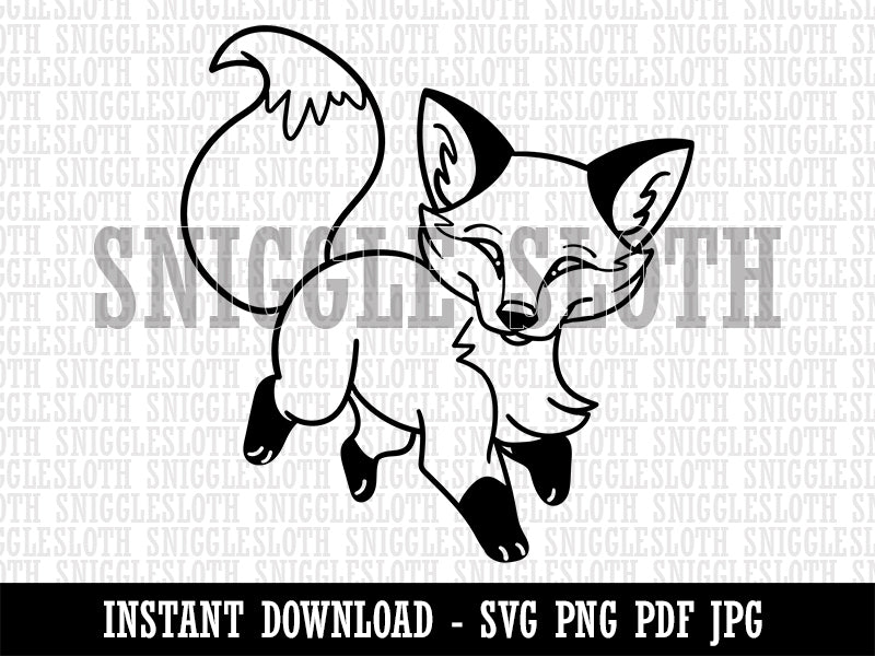 Playful Chibi Fox Clipart Digital Download SVG PNG JPG PDF Cut Files