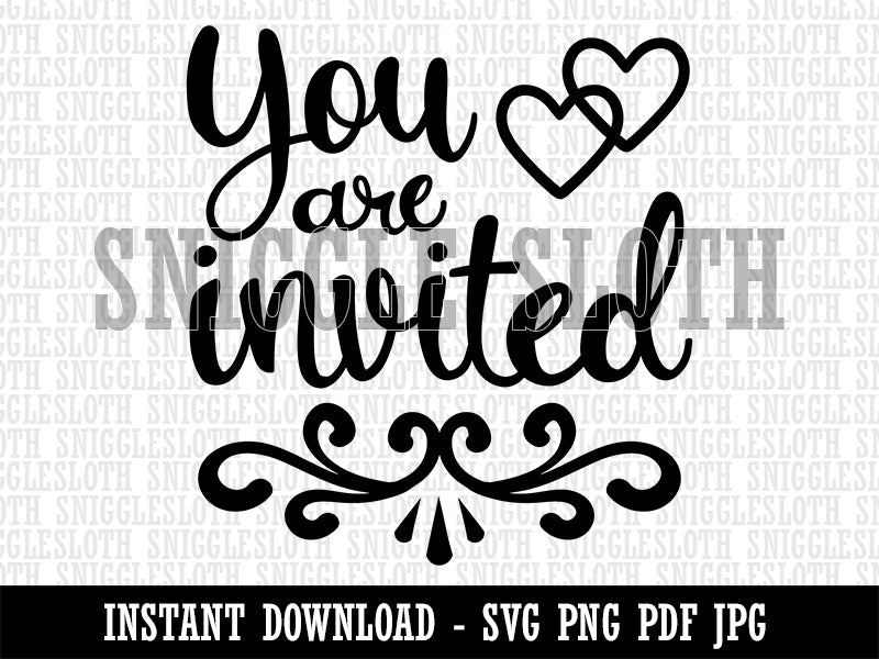 You Are Invited Wedding Invite Clipart Digital Download SVG PNG JPG PDF Cut Files