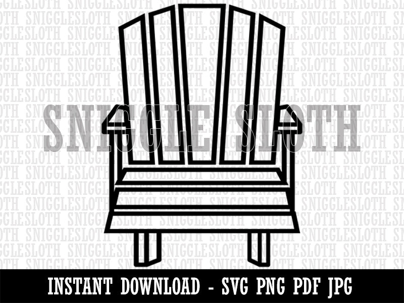 Adirondack Beach Lake Chair Outline Clipart Digital Download SVG PNG JPG PDF Cut Files