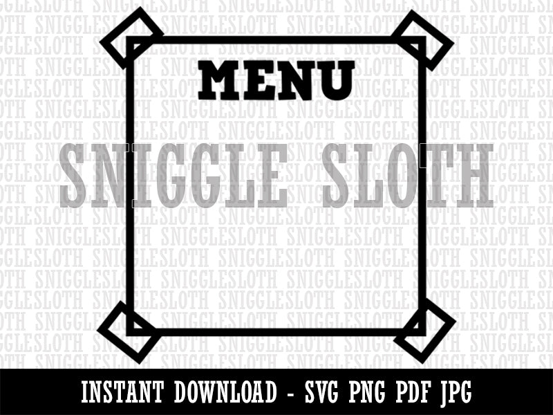Cute Menu List Note Box Taped Corners  Clipart Digital Download SVG PNG JPG PDF Cut Files