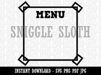 Cute Menu List Note Box Taped Corners  Clipart Digital Download SVG PNG JPG PDF Cut Files