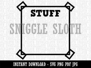 Cute Stuff List Note Box Taped Corners  Clipart Digital Download SVG PNG JPG PDF Cut Files
