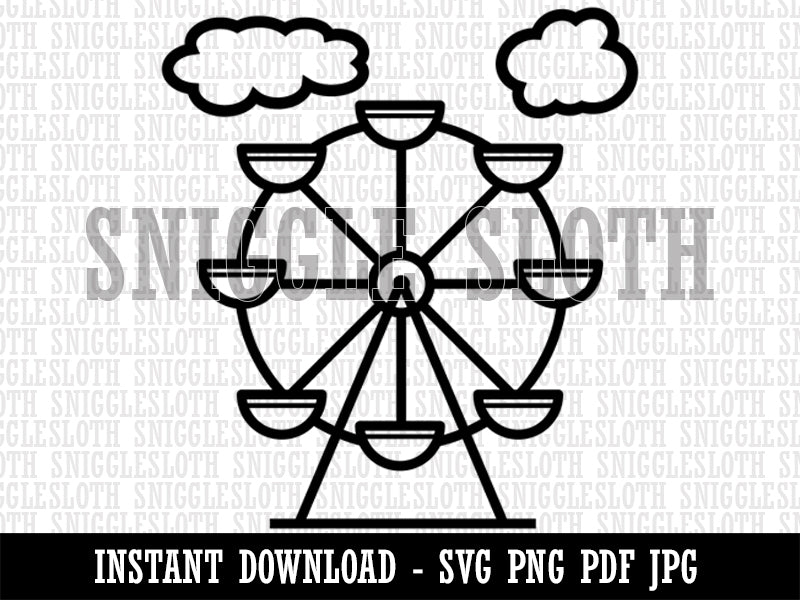 Ferris Wheel Carnival Ride Clipart Digital Download SVG PNG JPG PDF Cut Files