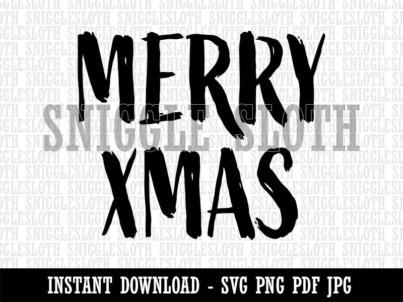 Merry Xmas Christmas Sketchy Fun Text Clipart Digital Download SVG PNG JPG PDF Cut Files