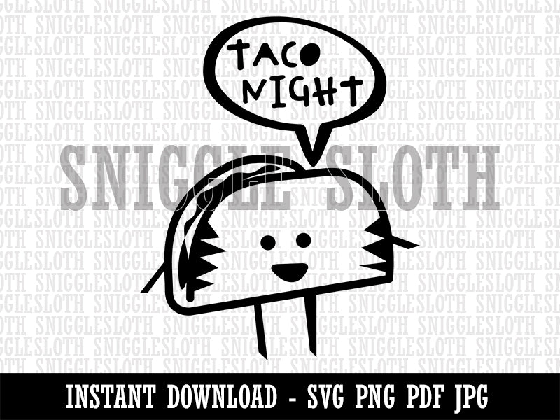 Taco Night Talking Taco Clipart Digital Download SVG PNG JPG PDF Cut Files