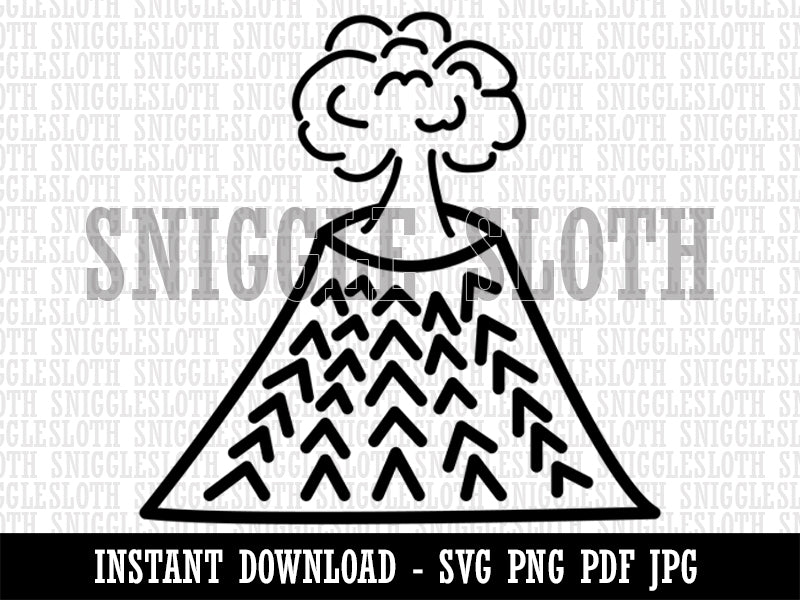 Volcano Erupting Doodle Clipart Digital Download SVG PNG JPG PDF Cut Files