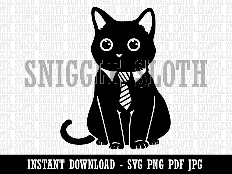 Business Cat with Tie Clipart Digital Download SVG PNG JPG PDF Cut Files