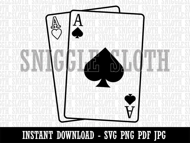 Cards Pair of Pocket Aces Clipart Digital Download SVG PNG JPG PDF Cut Files