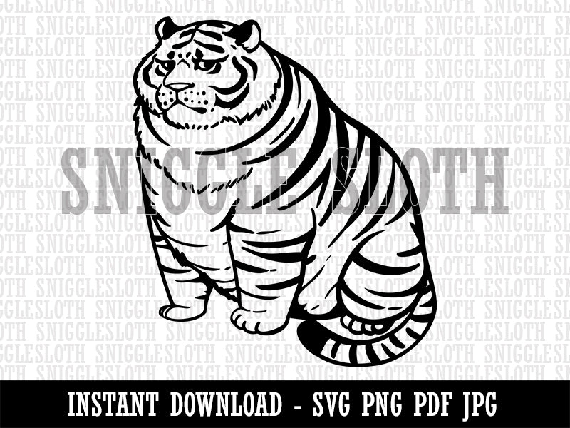 Chubby Fat Tiger Clipart Digital Download SVG PNG JPG PDF Cut Files