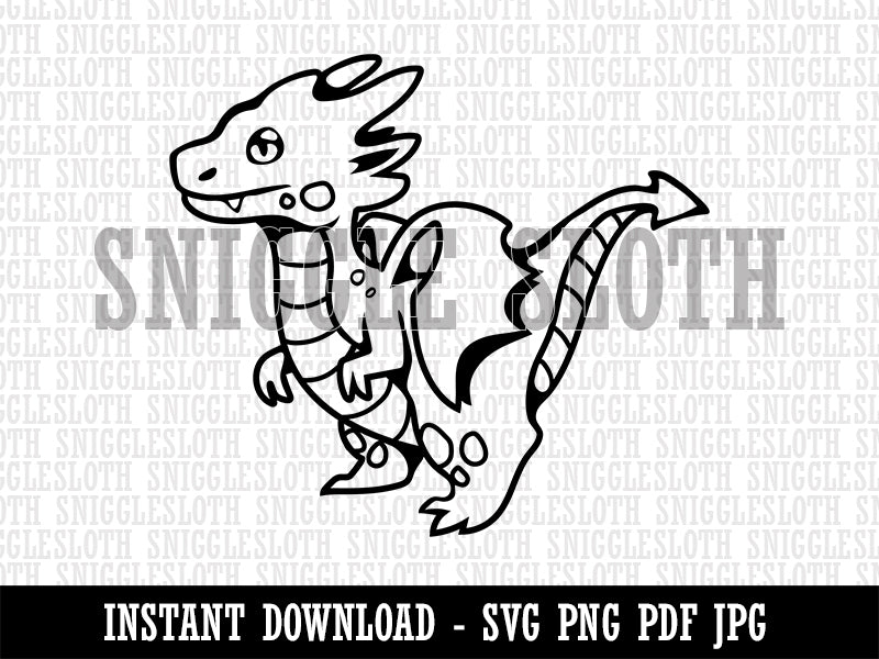 Cute Kawaii Little Dragon Clipart Digital Download SVG PNG JPG PDF Cut Files
