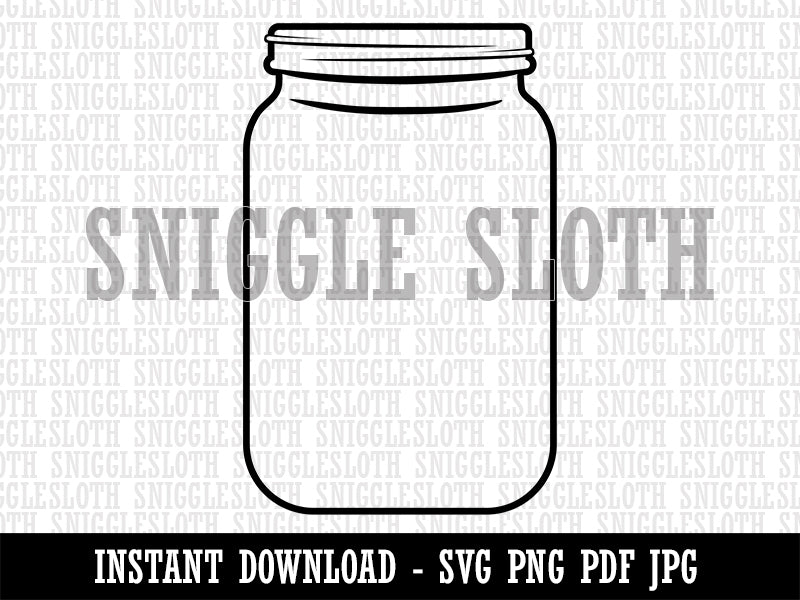 Empty Fillable Glass Mason Jar Clipart Digital Download SVG PNG JPG PDF Cut Files