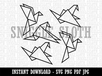 Flock of Origami Paper Birds Clipart Digital Download SVG PNG JPG PDF Cut Files