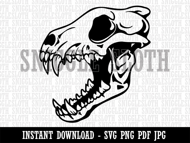 Gray Wolf Skull Clipart Digital Download SVG PNG JPG PDF Cut Files