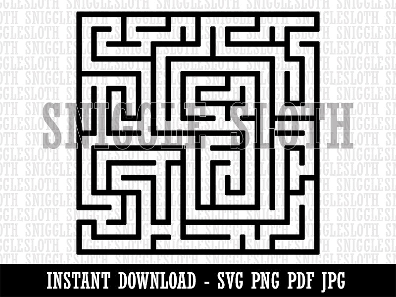 Labyrinth Maze Puzzle Game Clipart Digital Download SVG PNG JPG PDF Cut Files