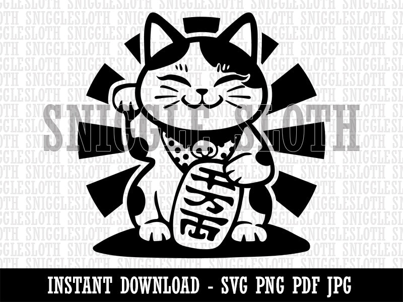 Maneki Neko Lucky Fortune Cat Clipart Digital Download SVG PNG JPG PDF Cut Files