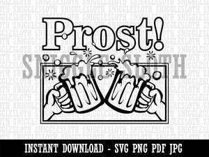 Oktoberfest Prost German Cheers Beer Steins Clipart Digital Download SVG PNG JPG PDF Cut Files