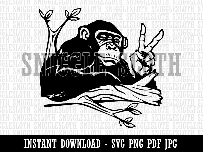 Peace Loving Bonobo Chimpanzee Clipart Digital Download SVG PNG JPG PDF Cut Files