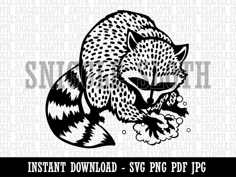 Raccoon Washing Hands Clipart Digital Download SVG PNG JPG PDF Cut Files