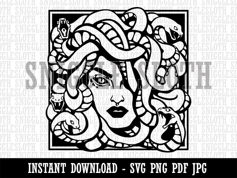 Snake Haired Gorgon Medusa Greek Myth Clipart Digital Download SVG PNG JPG PDF Cut Files