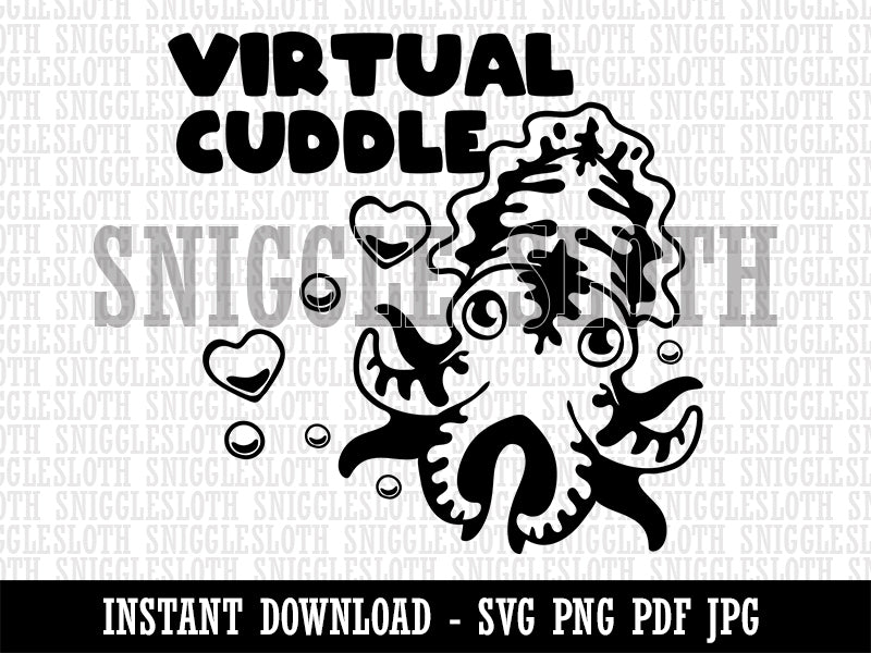 Virtual Cuddle Cuttlefish Clipart Digital Download SVG PNG JPG PDF Cut Files