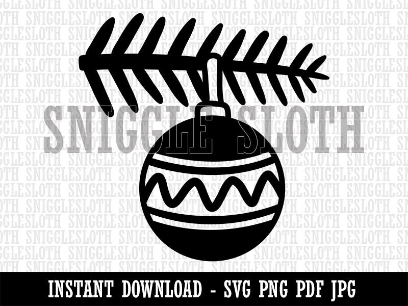 Ornament Hanging from Tree Branch Christmas Clipart Digital Download SVG PNG JPG PDF Cut Files