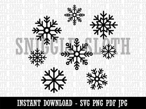 Scattered Snowflakes Winter Clipart Digital Download SVG PNG JPG PDF Cut Files