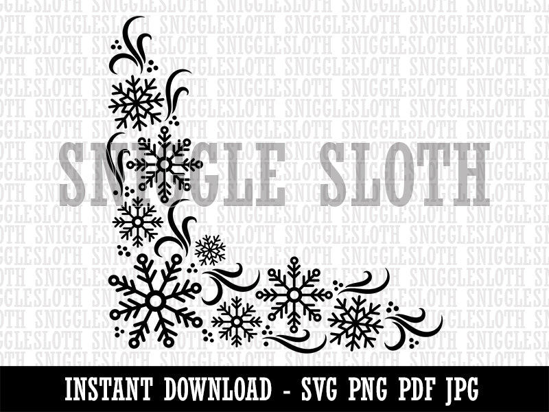 Snowflake Corner Winter Clipart Digital Download SVG PNG JPG PDF Cut Files