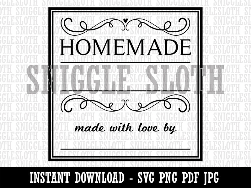 Filigree Homemade Made With Love By Fill In Jam Jelly Jar Clipart Digital Download SVG PNG JPG PDF Cut Files