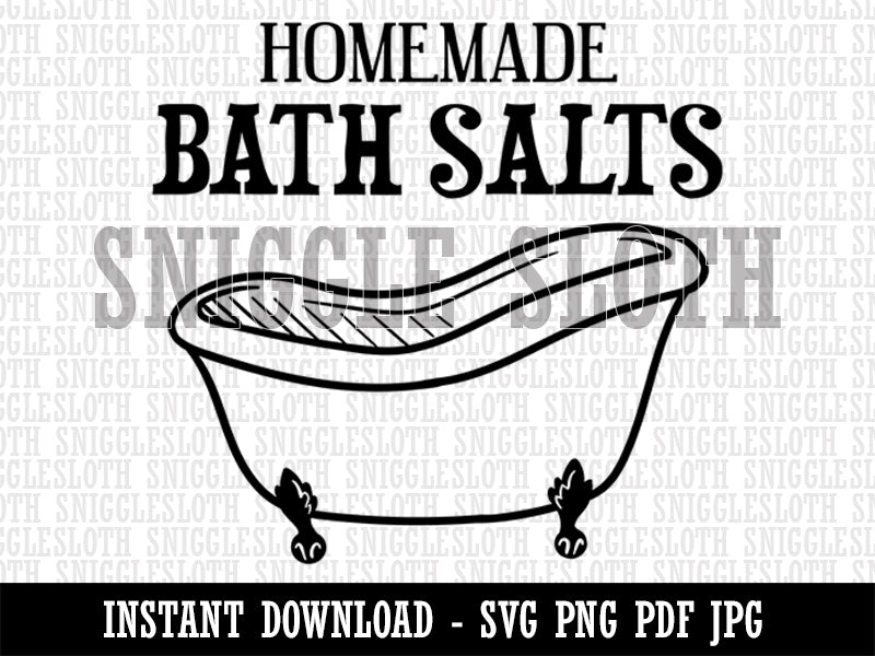Homemade Bath Salts Cast Iron Tub Clipart Digital Download SVG PNG JPG PDF Cut Files