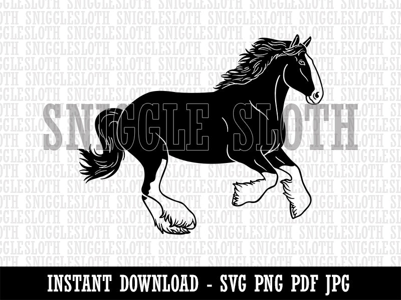 Mighty Clydesdale Horse Clipart Digital Download SVG PNG JPG PDF Cut Files