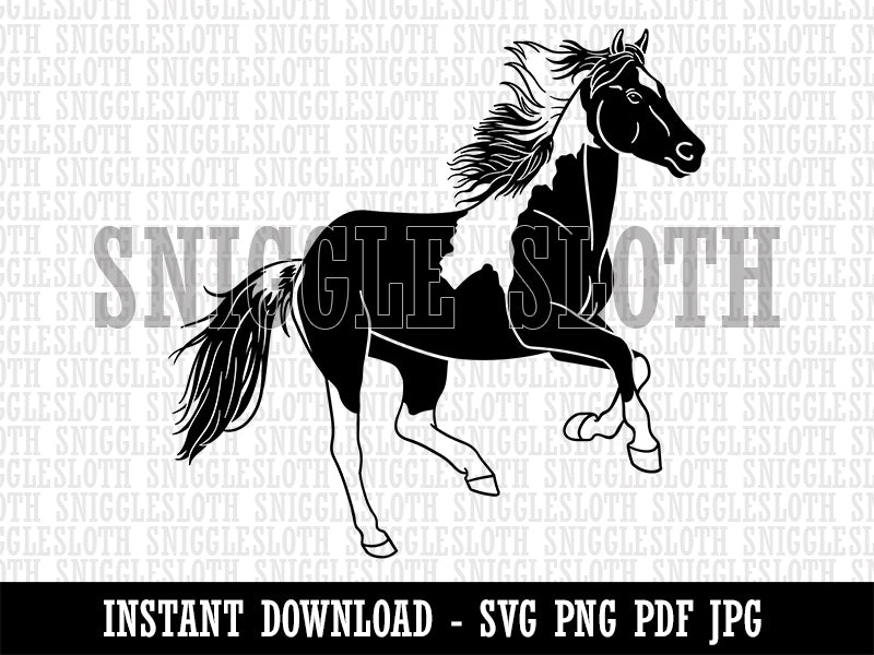 Running American Paint Horse Clipart Digital Download SVG PNG JPG PDF Cut Files