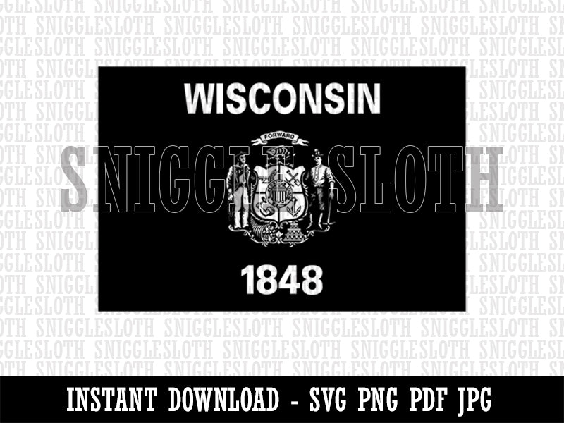 Wisconsin State Flag Clipart Digital Download SVG PNG JPG PDF Cut Files