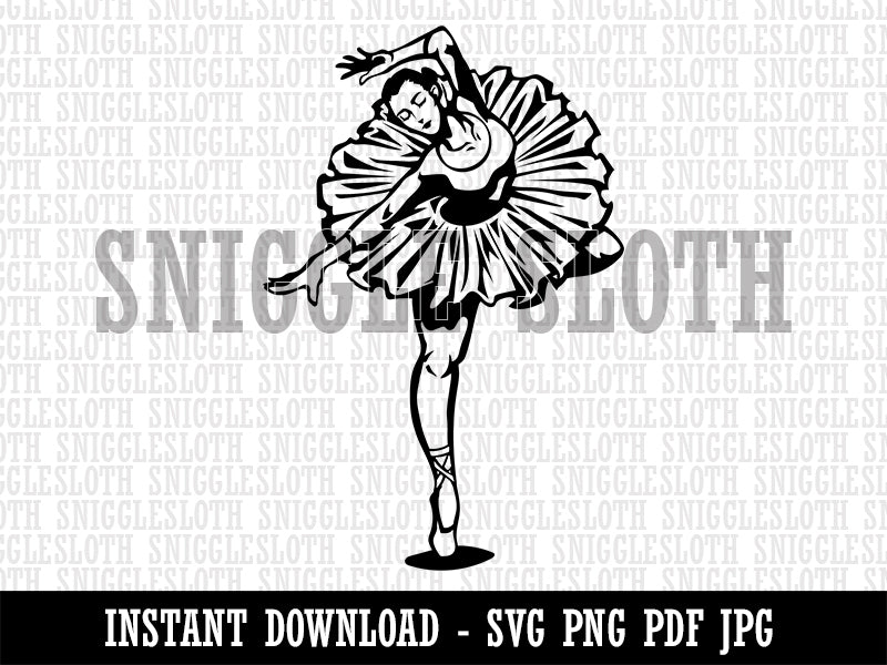 Ballerina En Pointe Pose Clipart Digital Download SVG PNG JPG PDF Cut Files