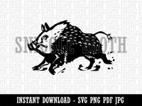 Charging Wild Boar Swine Pig Clipart Digital Download SVG PNG JPG PDF Cut Files