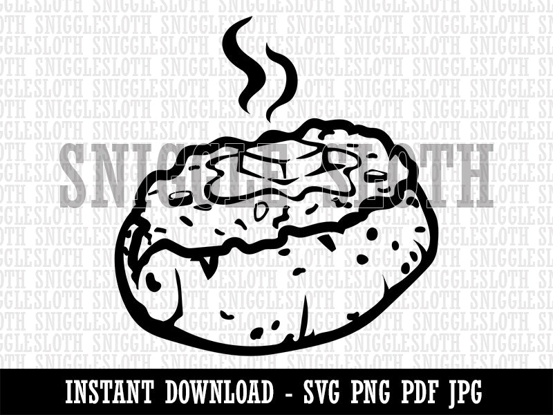 Hot Baked Potato with Chives and Butter Clipart Digital Download SVG PNG JPG PDF Cut Files